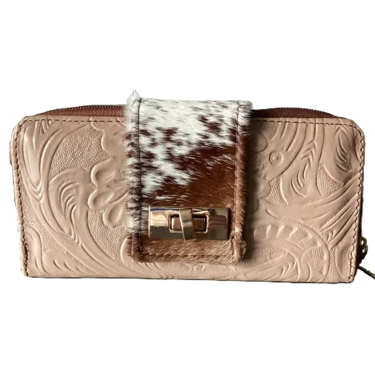Leather Shoulder Bag with Fur - LunaArtesanal