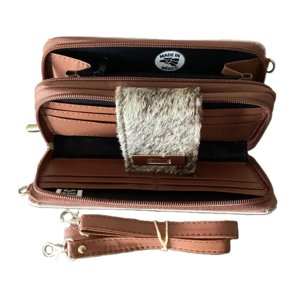 Leather Shoulder Bag with Fur - LunaArtesanal