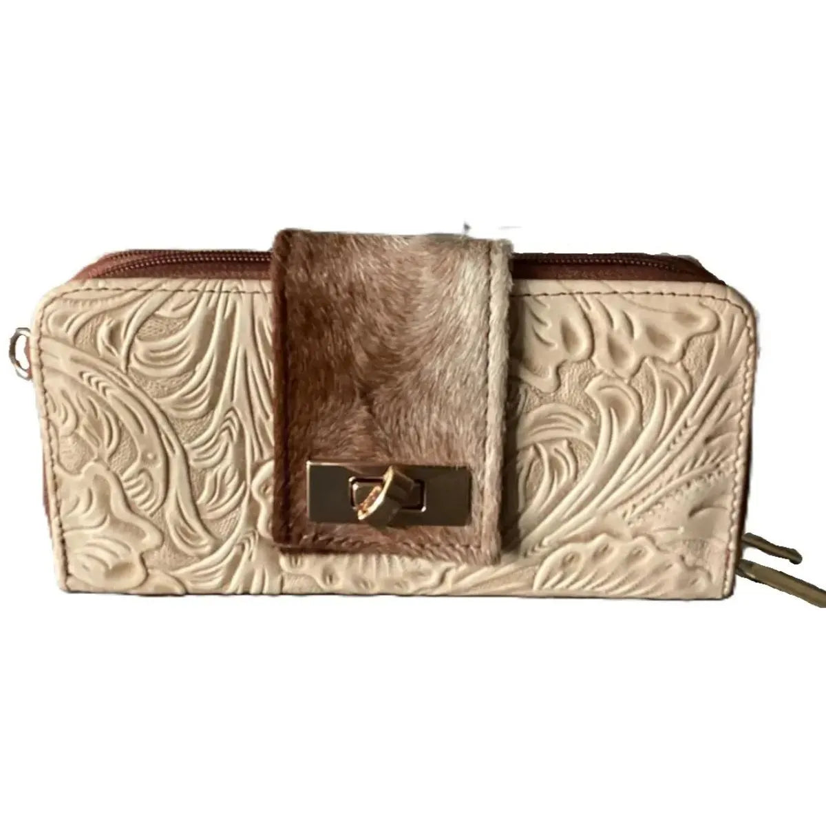 Leather Shoulder Bag with Fur - LunaArtesanal