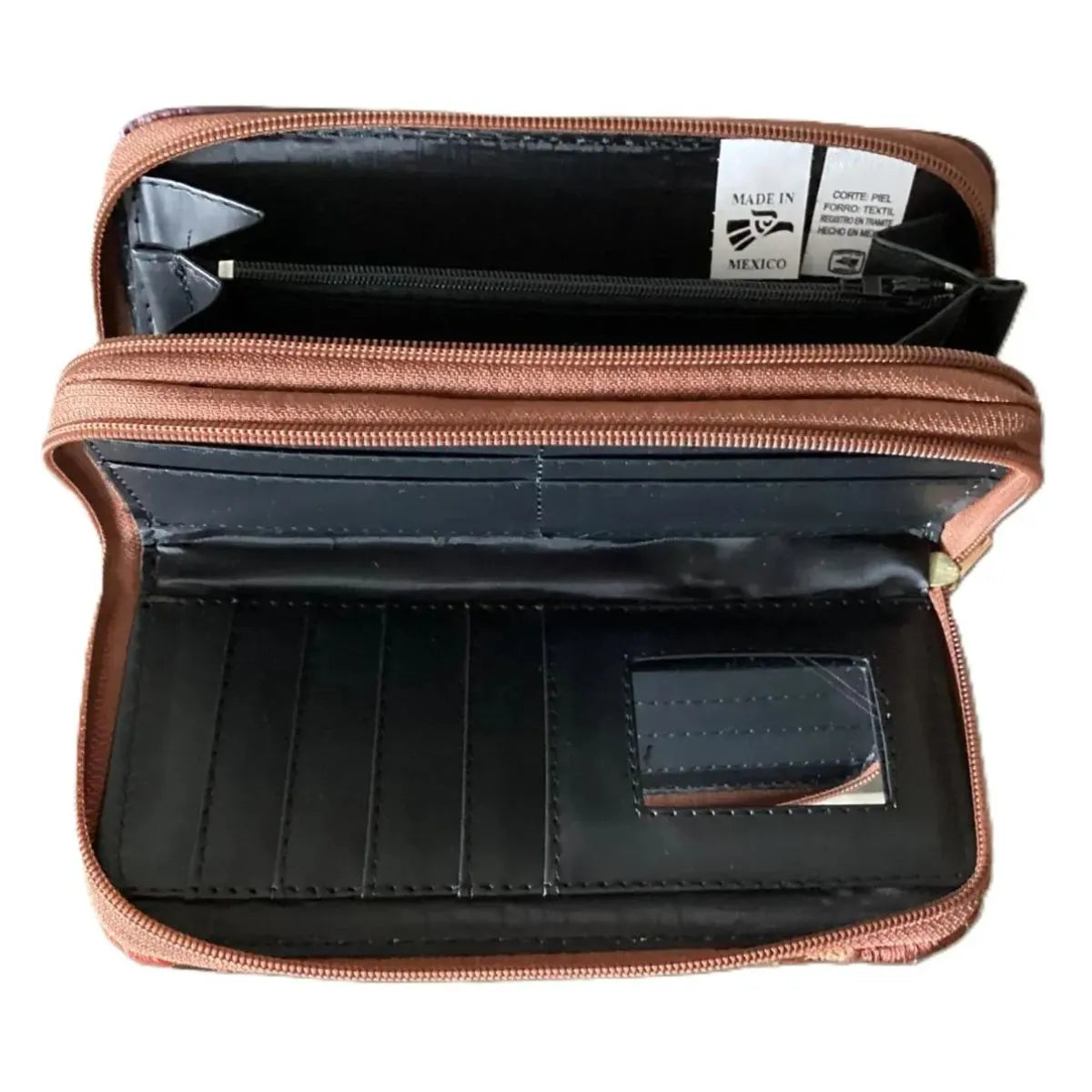Double Shoulder Bag: Leather and Woven Fabric