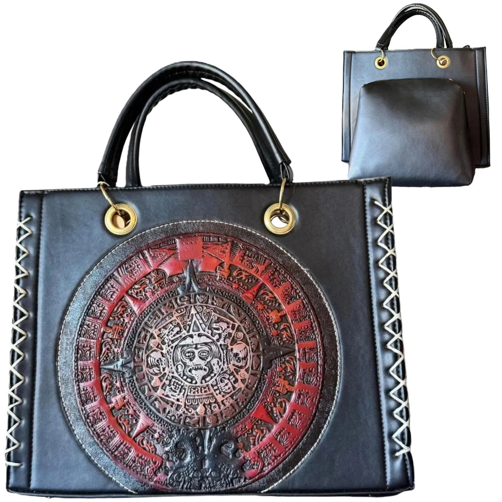 Hand-Painted Leather Tote Bag - LunaArtesanal
