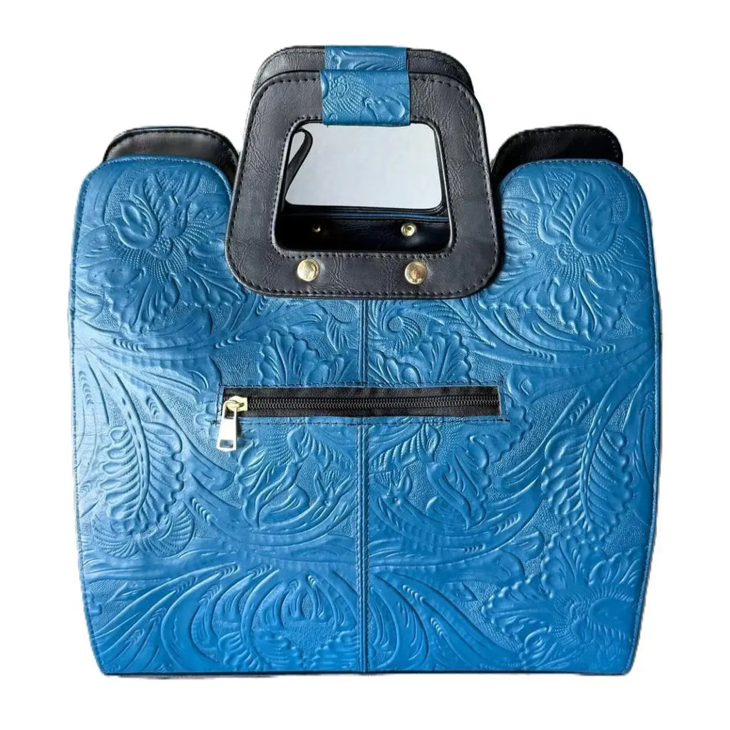 Chiseled Square Bag with Double Zipper Pockets - LunaArtesanal
