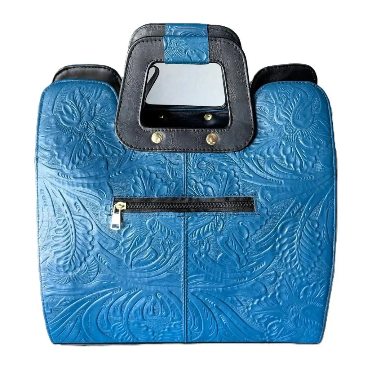 Chiseled Square Bag with Double Zipper Pockets - LunaArtesanal