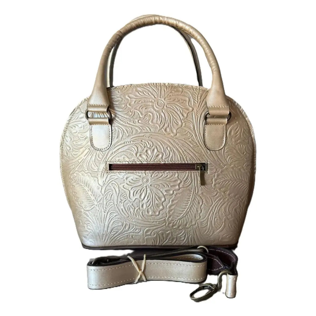 Chiseled Leather Bag with Internal Dividers