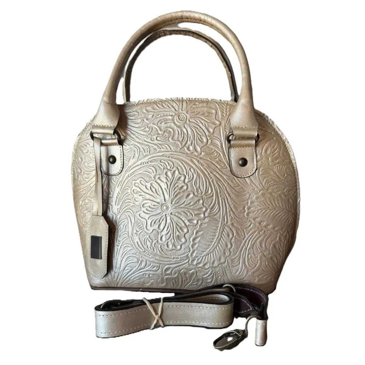 Chiseled Leather Bag with Internal Dividers