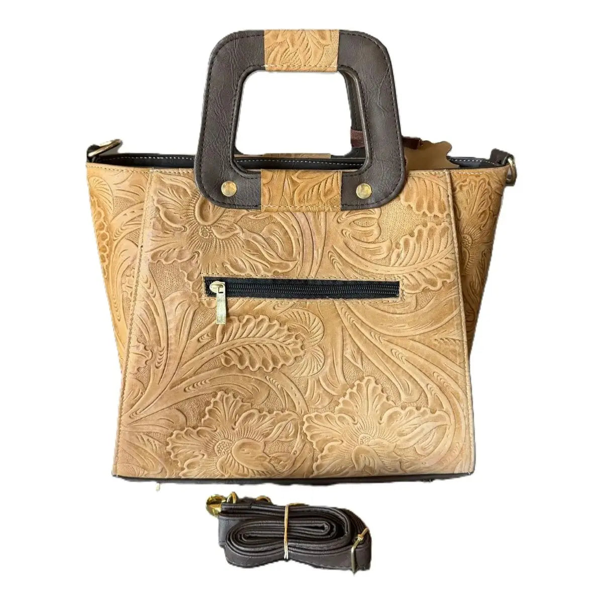 Chiseled Trapezoid Bag with Zipper - LunaArtesanal