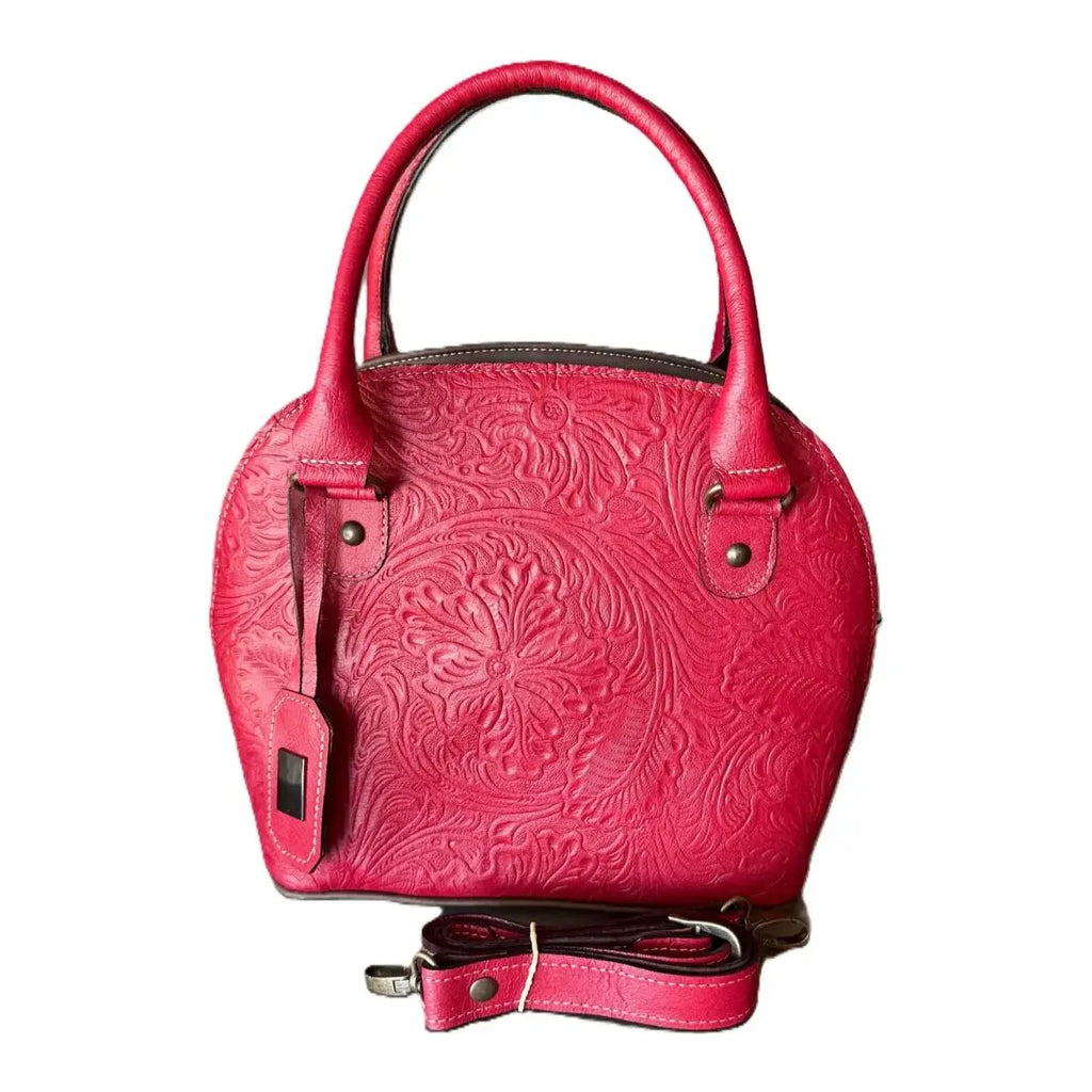 Chiseled Leather Bag with Internal Dividers