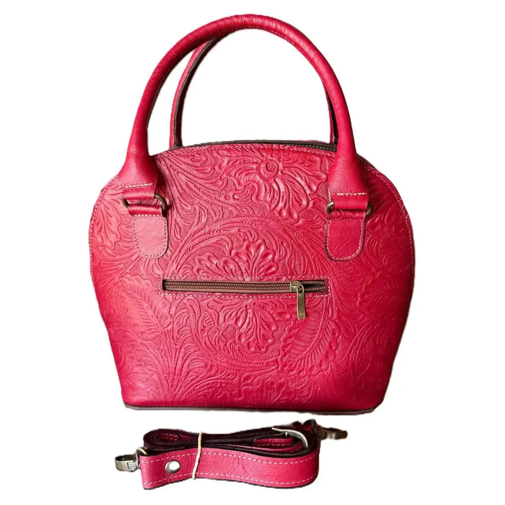 Chiseled Leather Bag with Internal Dividers