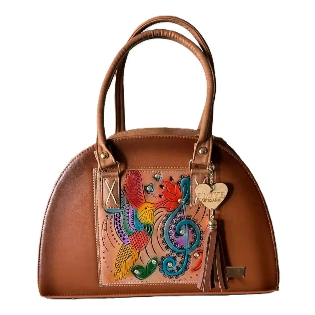 Hand-Painted Vegetable-Tanned Leather "Dome" Bag