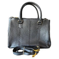 Rectangular Black Leather Bag - Chiseled Panel
