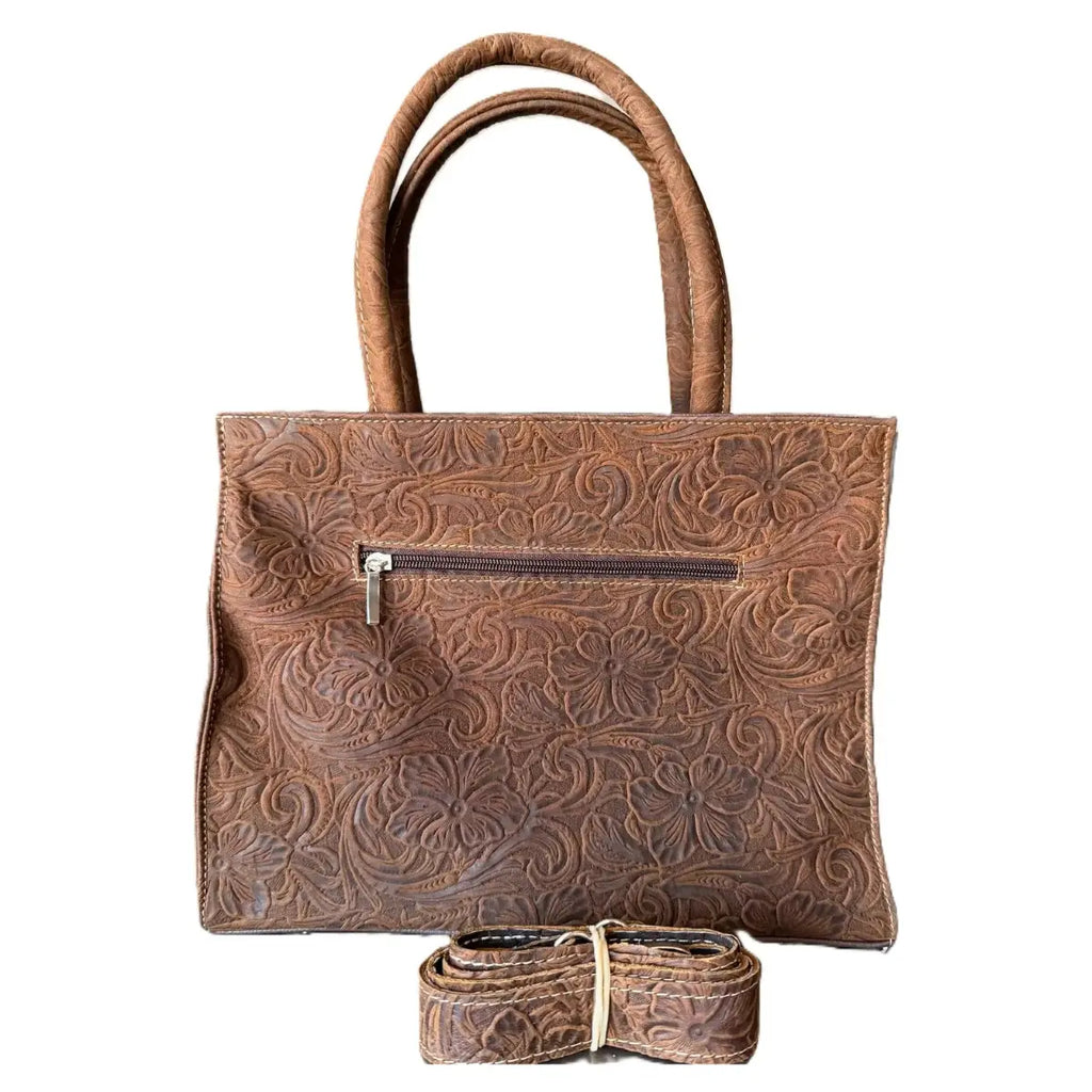 Rectangular Embossed Leather Bag with a Stylish Flap
