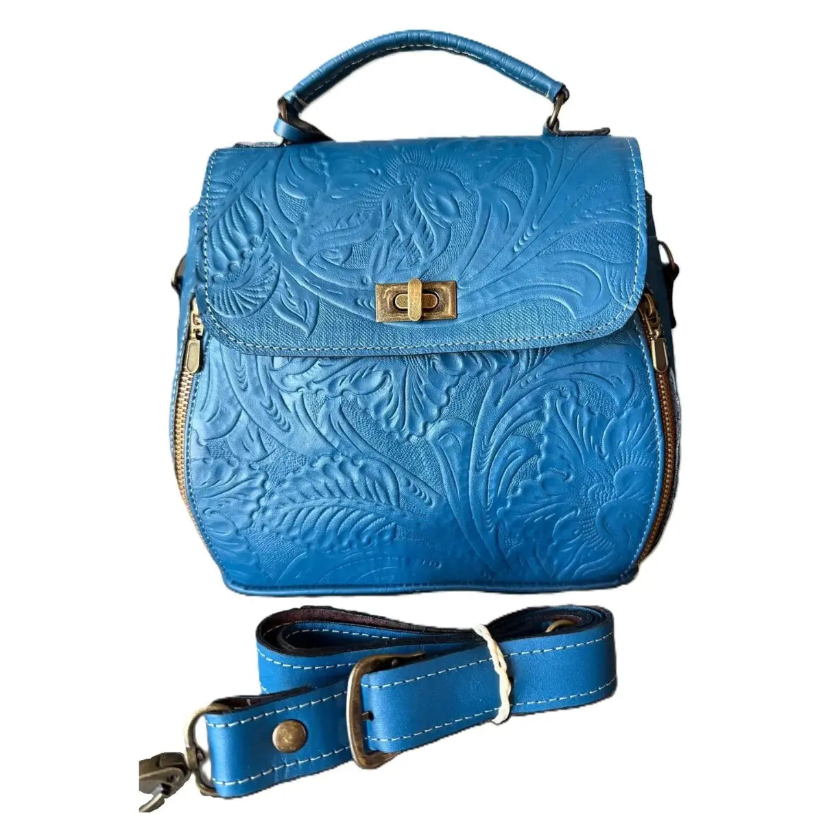 Blue "Balloon" Round Bag with Swivel Clasp