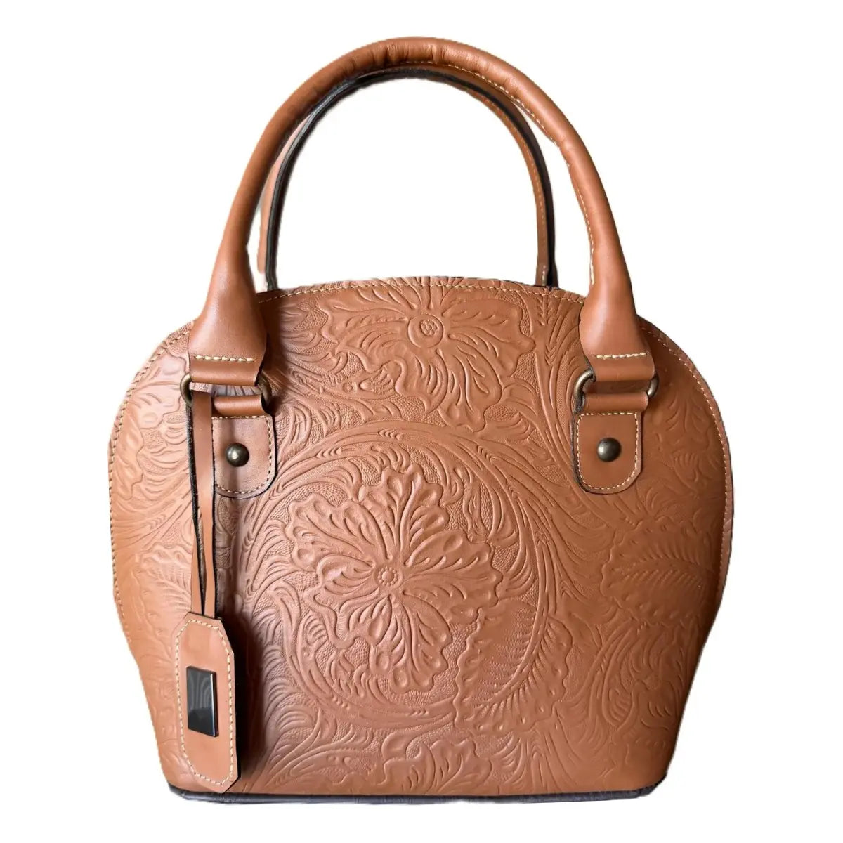 Chiseled Leather Bag with Internal Dividers