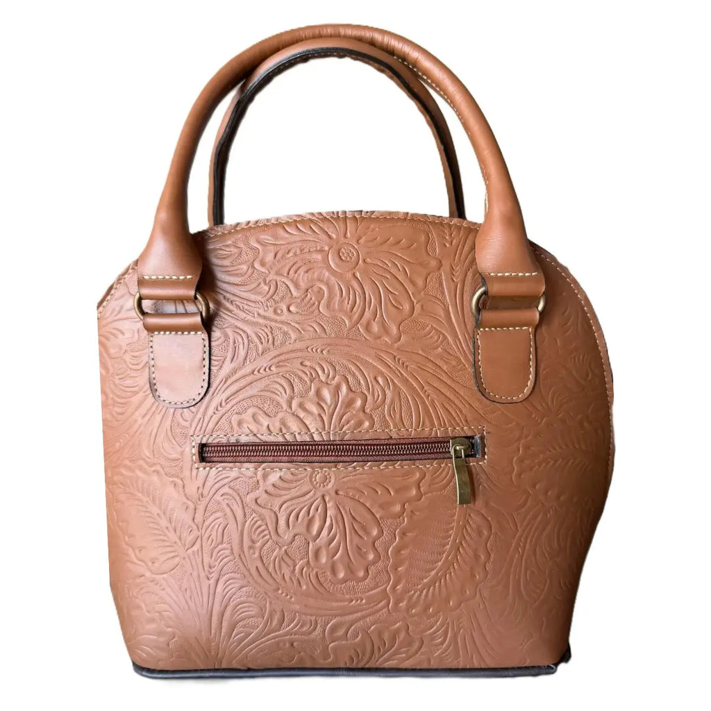 Chiseled Leather Bag with Internal Dividers