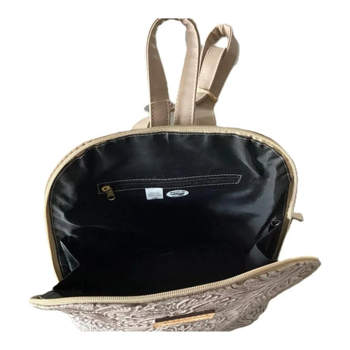 Mochila "Globo" de Piel con Cincelado Artesanal