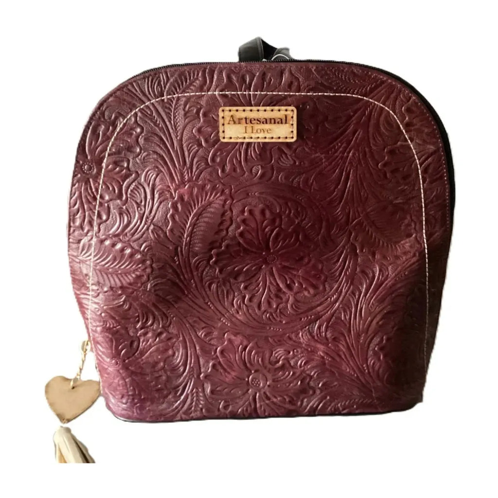 "Globo" Leather Backpack with Hand-Carved Details