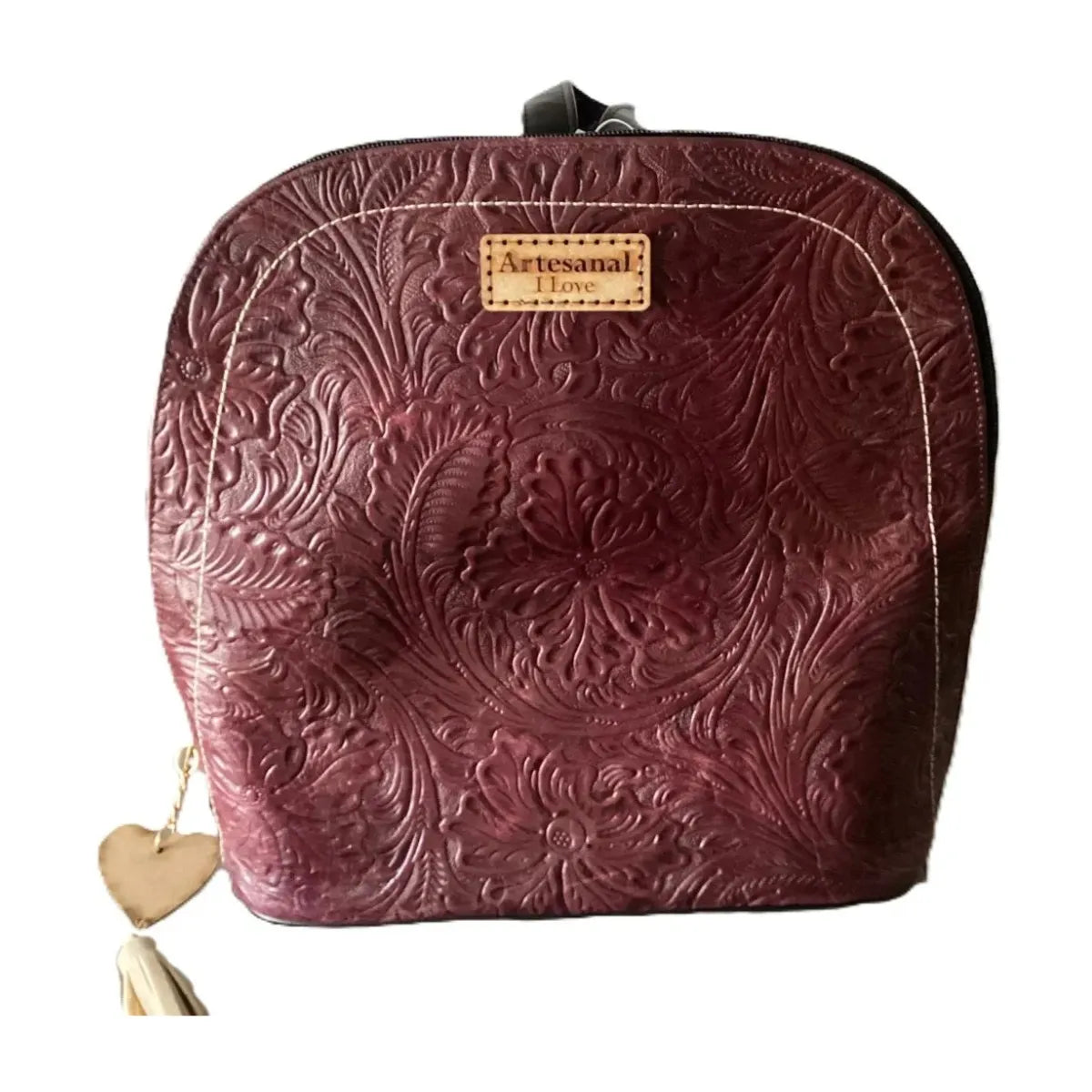 "Globo" Leather Backpack with Hand-Carved Details