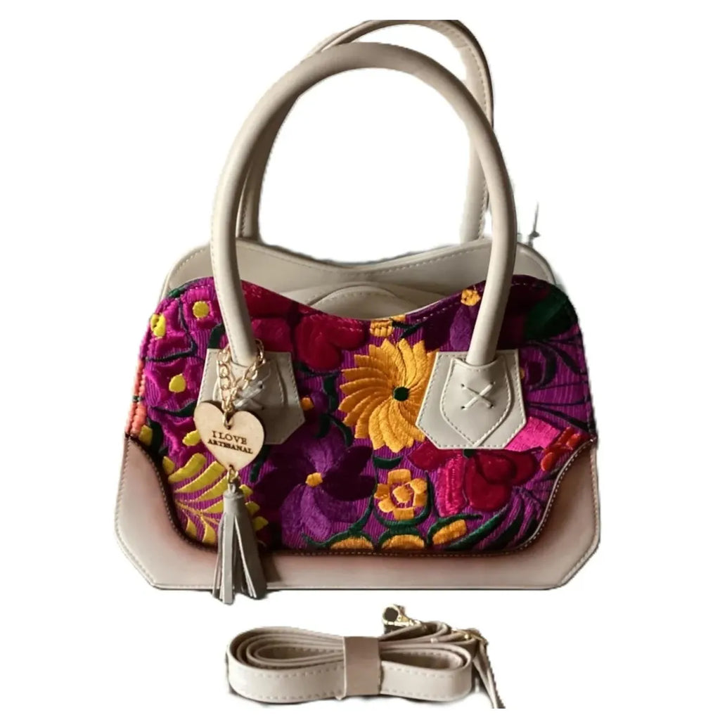 Trapezoidal Leather Bag with Handcrafted Weave