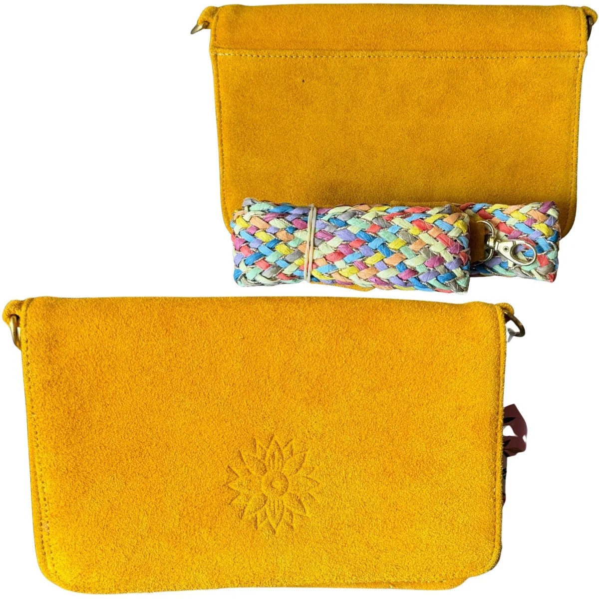 "Cross Tulum" Bag - Velvet, Leather, and Jute Handle
