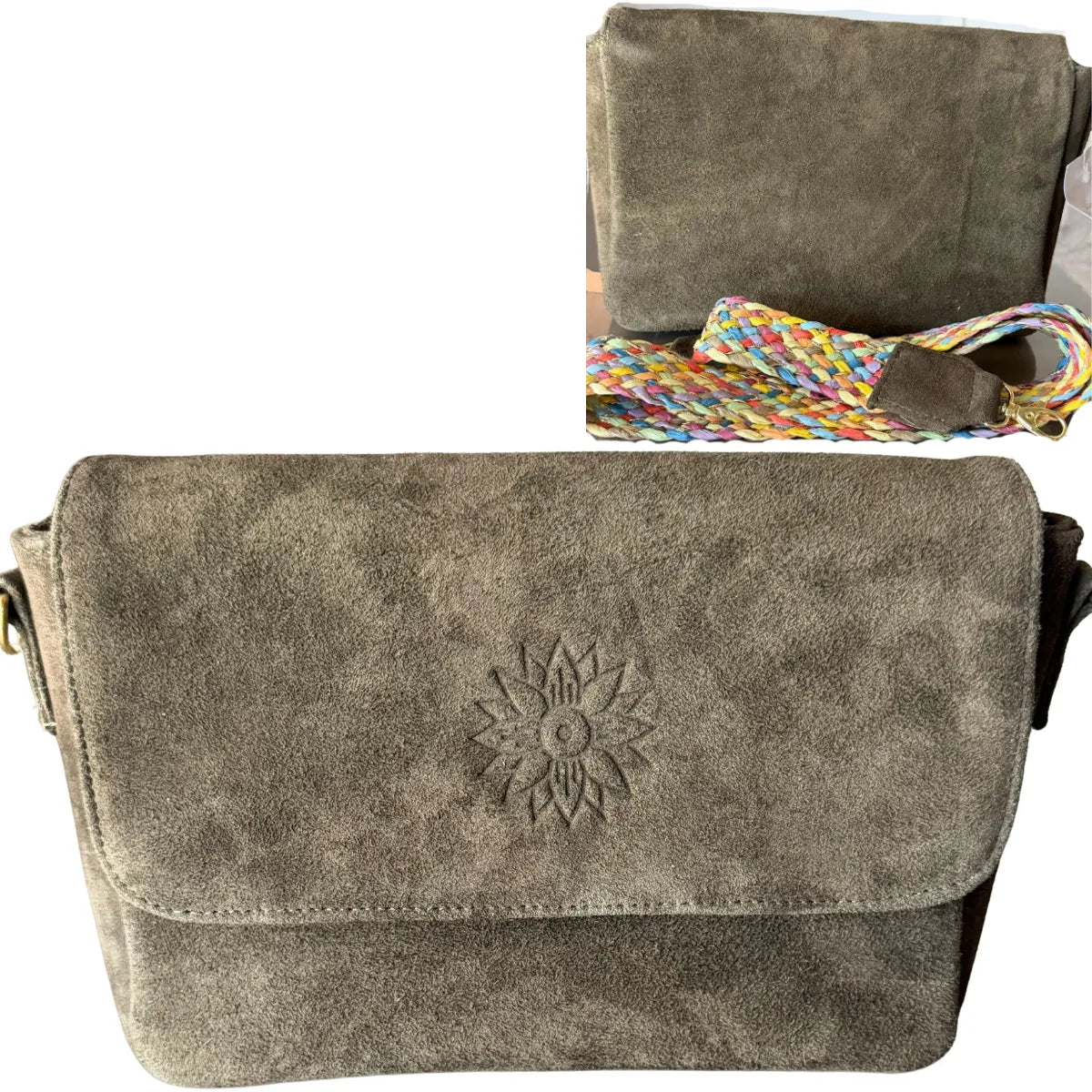 "Cross Tulum" Bag - Velvet, Leather, and Jute Handle