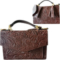 "Pachuca" Crossbody Bag - Embossed Leather with Two Compartments