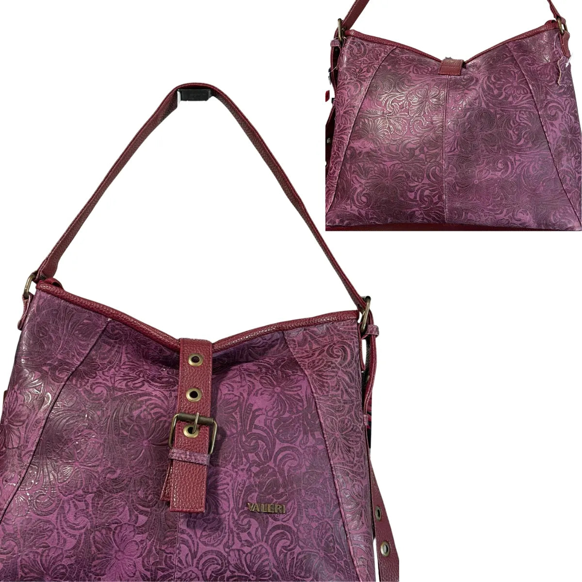 "Valeri" Bag - Genuine Leather with Hand-Carved Details