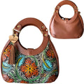 Vegan Leather Hobo Bag with Floral Design and Double Side Closure