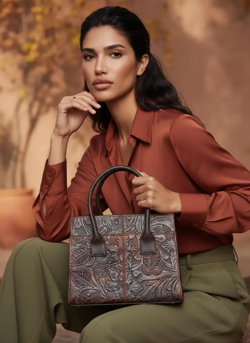 Leather Bag with Front Pocket - Functionality and Artisanal Design