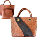 "Mixta" Bag - Vegan Leather and Genuine Leather Tote with Extra Pouch