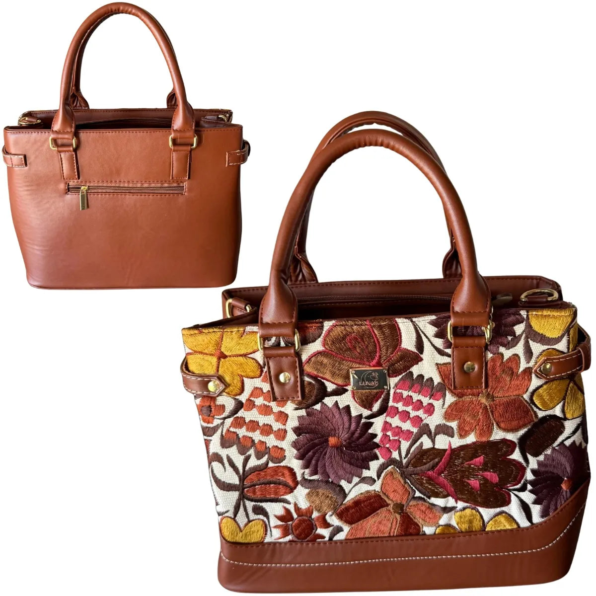 Vegan Leather Bag with Chiapas Weave and Security Clasp