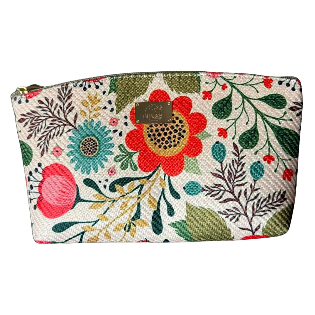 "Double View" Jute Cosmetic Bag - Handcrafted Floral Design