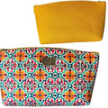 "Double View" Jute Cosmetic Bag - Handcrafted Floral Design