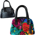 Leather Bag with Chiapas Weave - Trapezoidal Design with Back Pocket