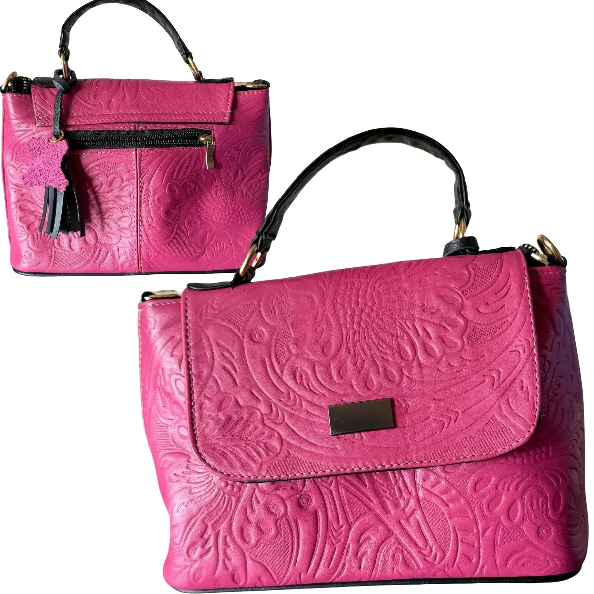 Chiseled Leather Bag - Internal Compartments and Protected Base