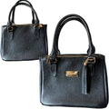 Leather Bag with Double Closure and Side Adjustment