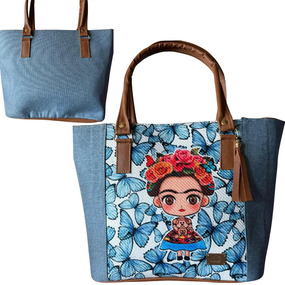 Jute Bag with Floral Design - Natural and Spacious Style