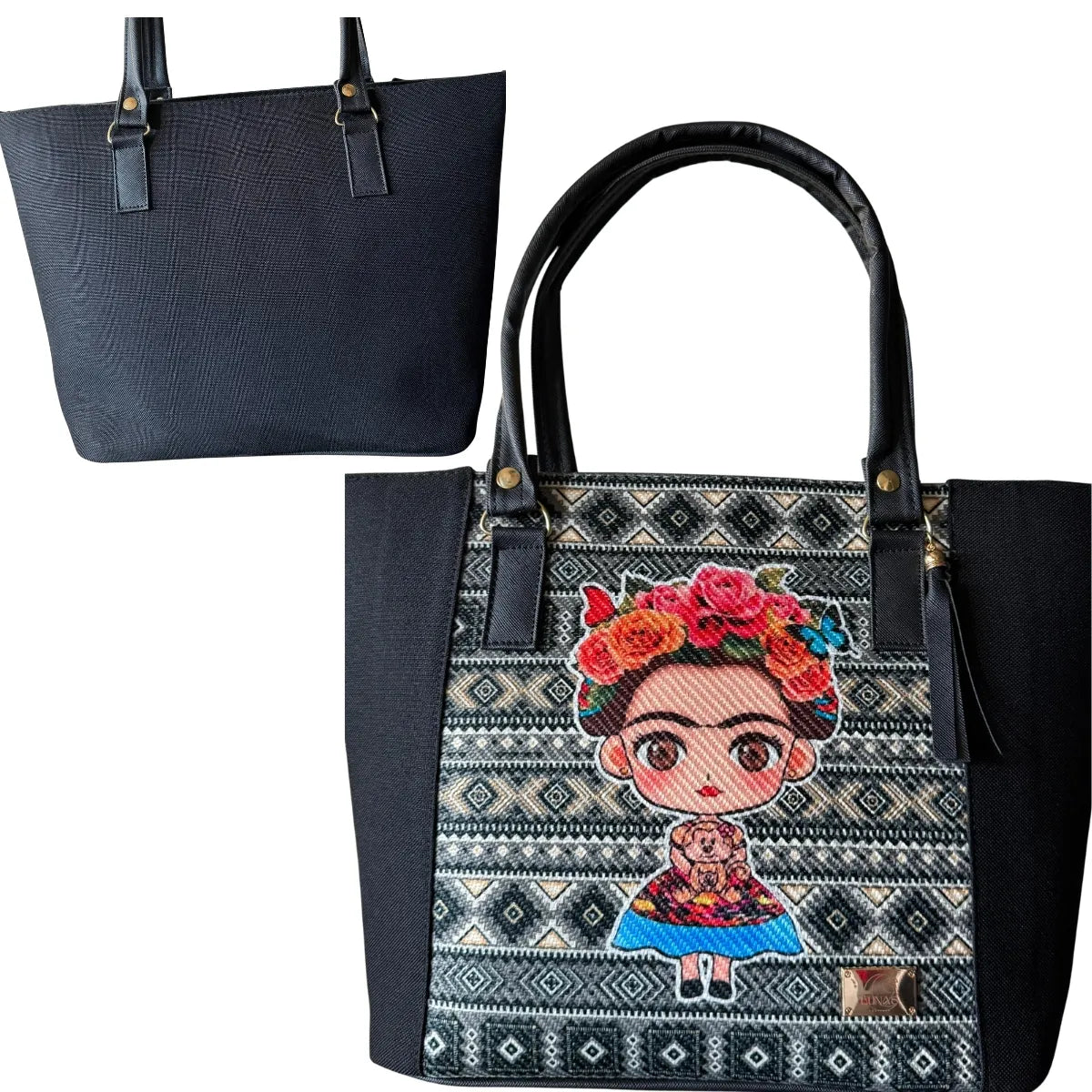 Jute Bag with Floral Design - Natural and Spacious Style