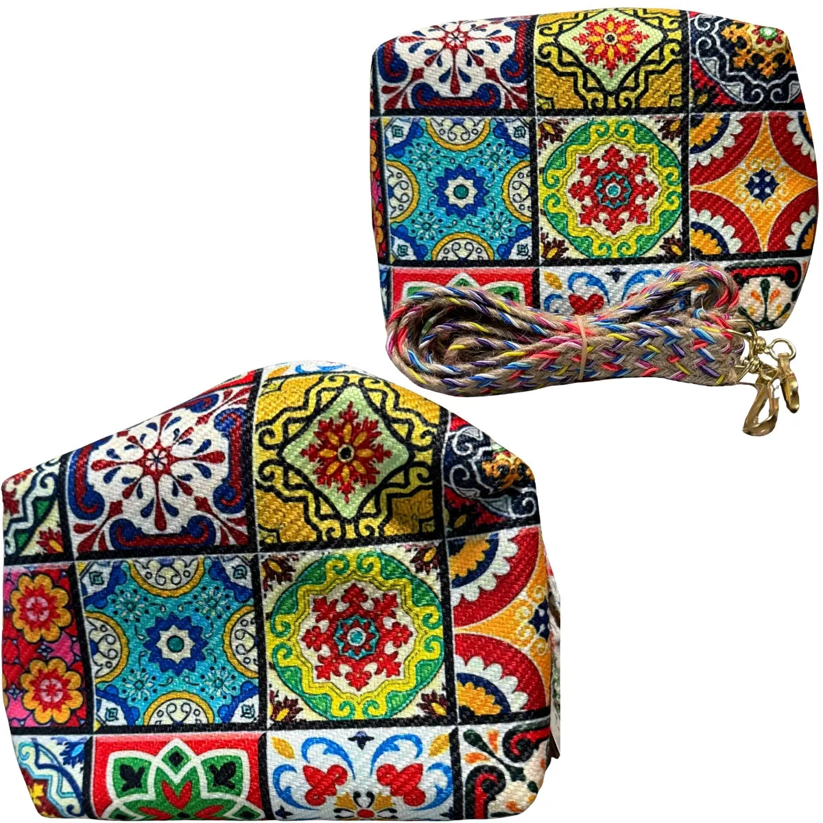 "Box-Style" Jute Bag with Floral Design