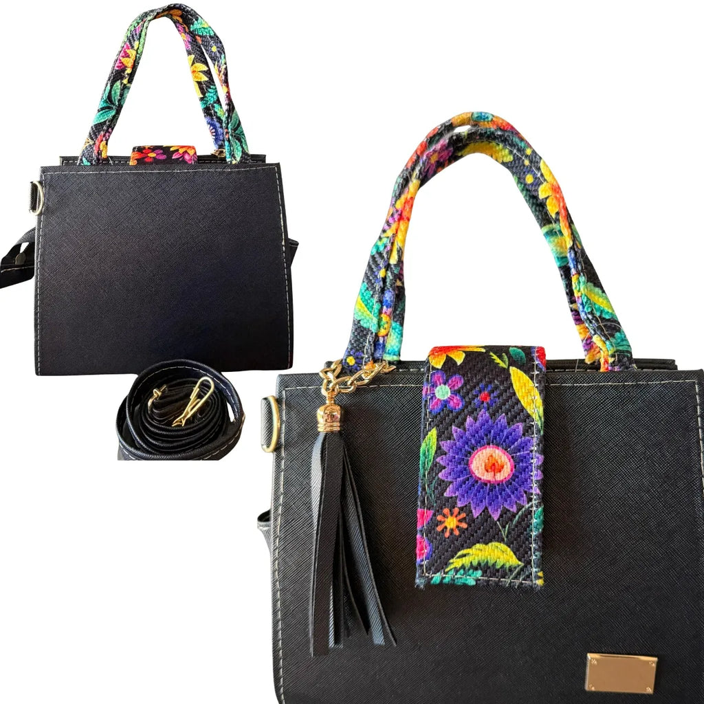 Jute Crossbody Bag - Handcrafted Floral Design