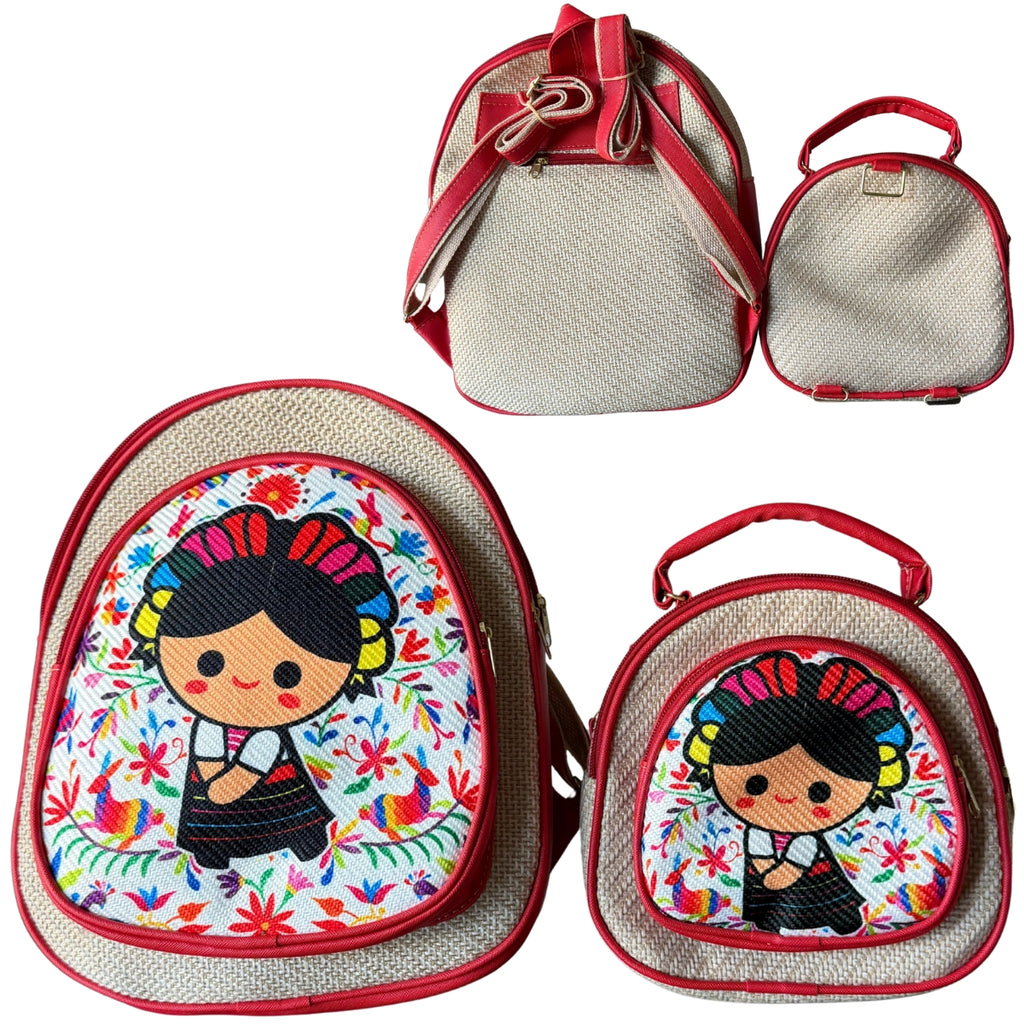 "Mommy & Me" Combo - Lele Doll Jute Backpack Set
