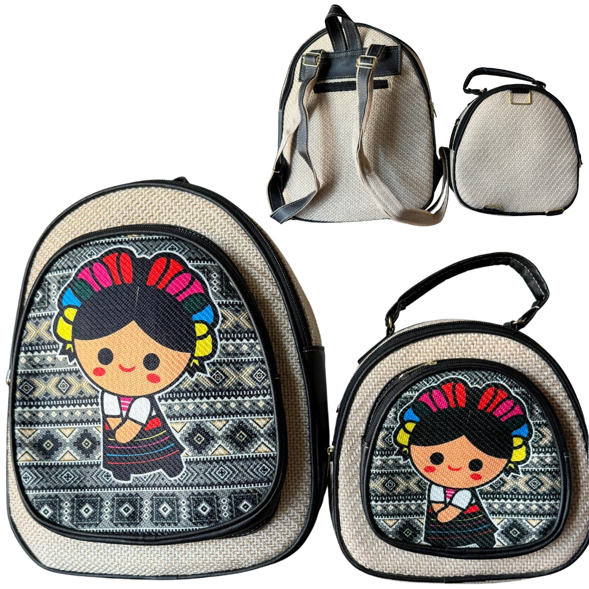 "Mommy & Me" Combo - Lele Doll Jute Backpack Set