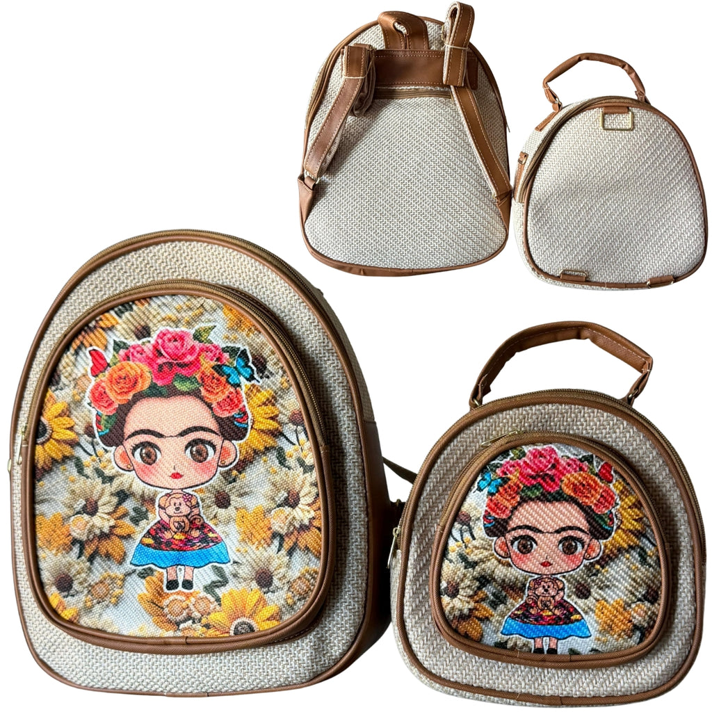 "Mommy & Me" Combo - Lele Doll Jute Backpack Set