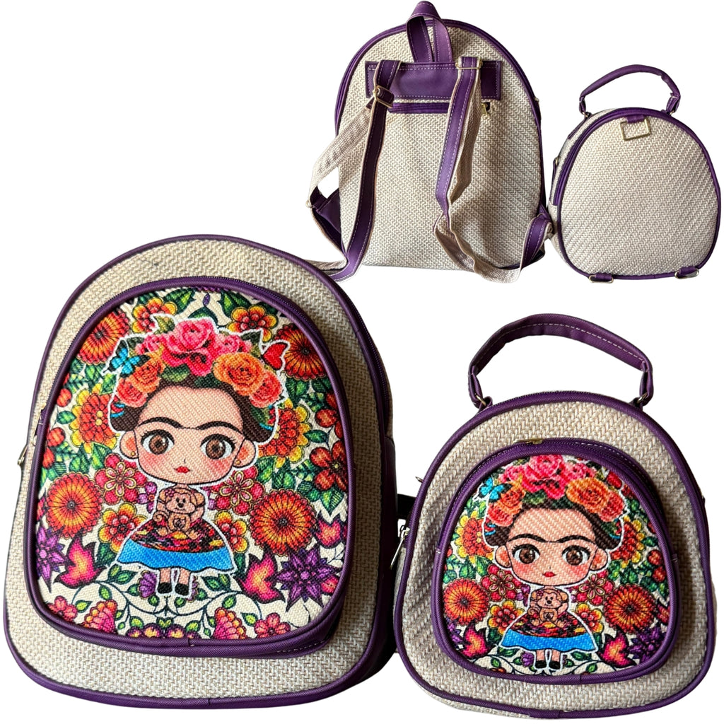 "Mommy & Me" Combo - Lele Doll Jute Backpack Set