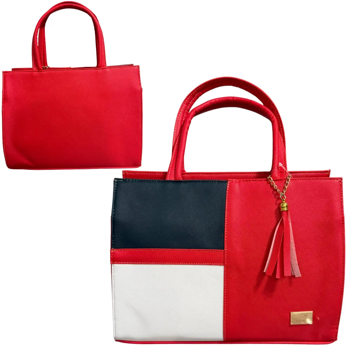 "Color Blocks" Jute Bag - Structural Design with Handle
