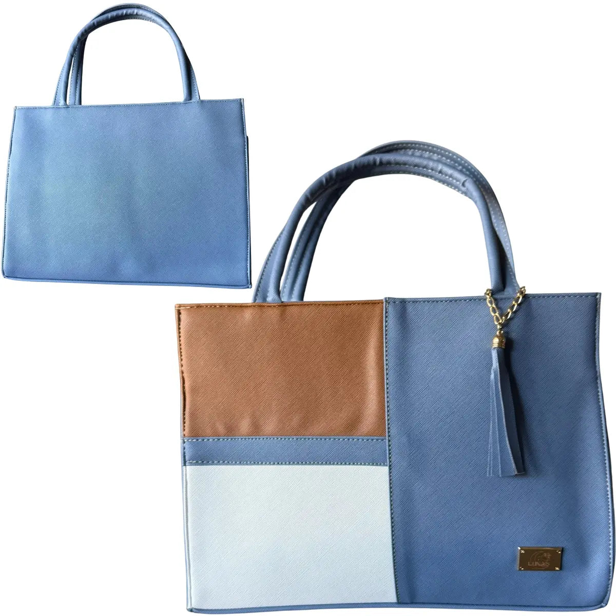 "Color Blocks" Jute Bag - Structural Design with Handle