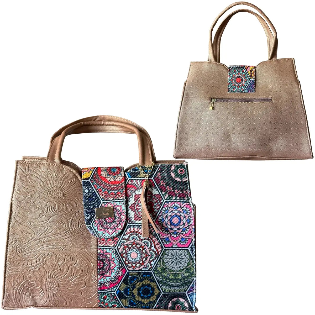 "Mandalas Gala" Jute Bag - Textured Two-Tone Design