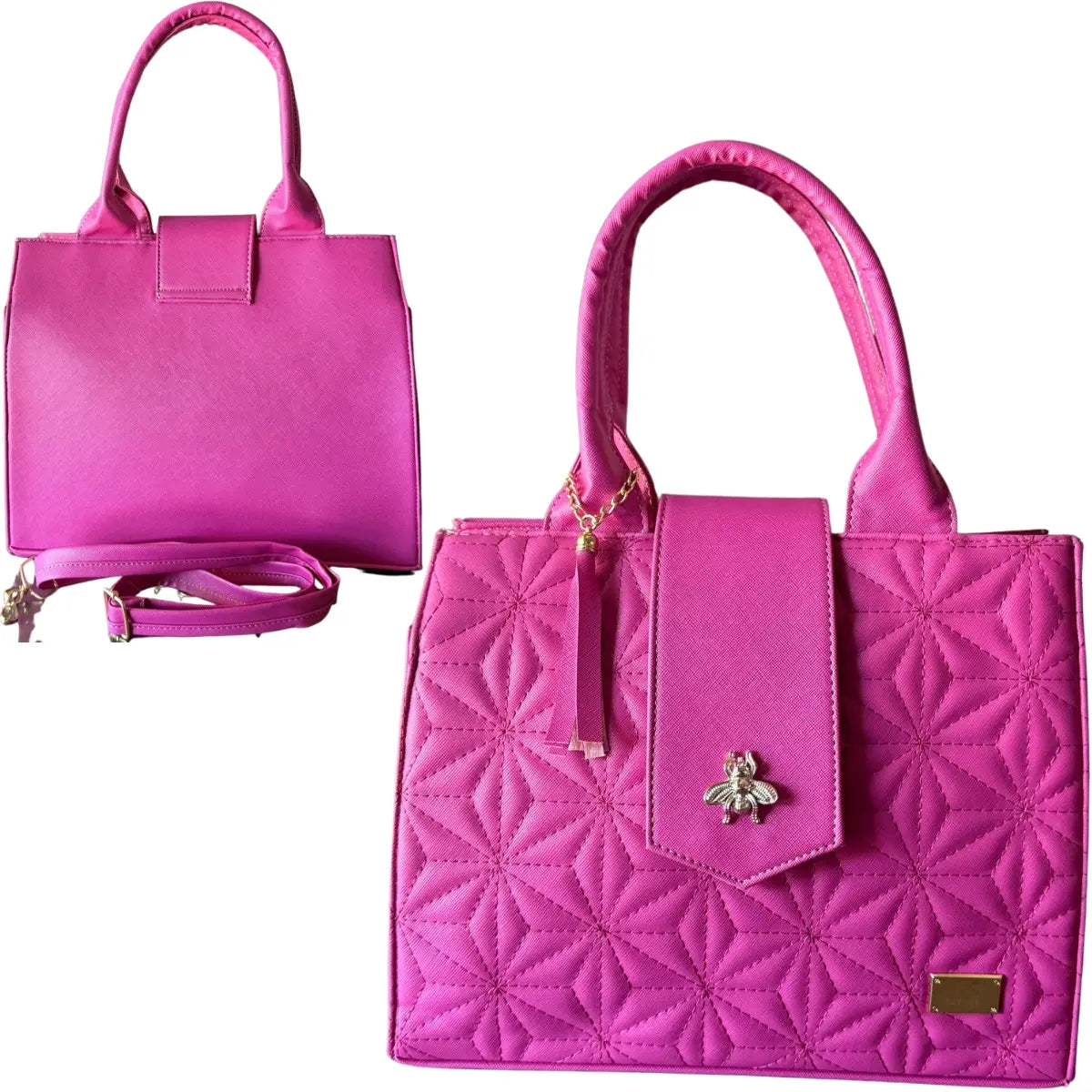 "Imperial Bee" Handbag - Fuchsia Synthetic