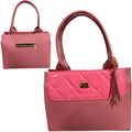Pink Clutch Bag with Quilted and Shiny Finish