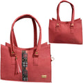 Handcrafted Tote Bag with Floral Embroidery and Geometric Stripes