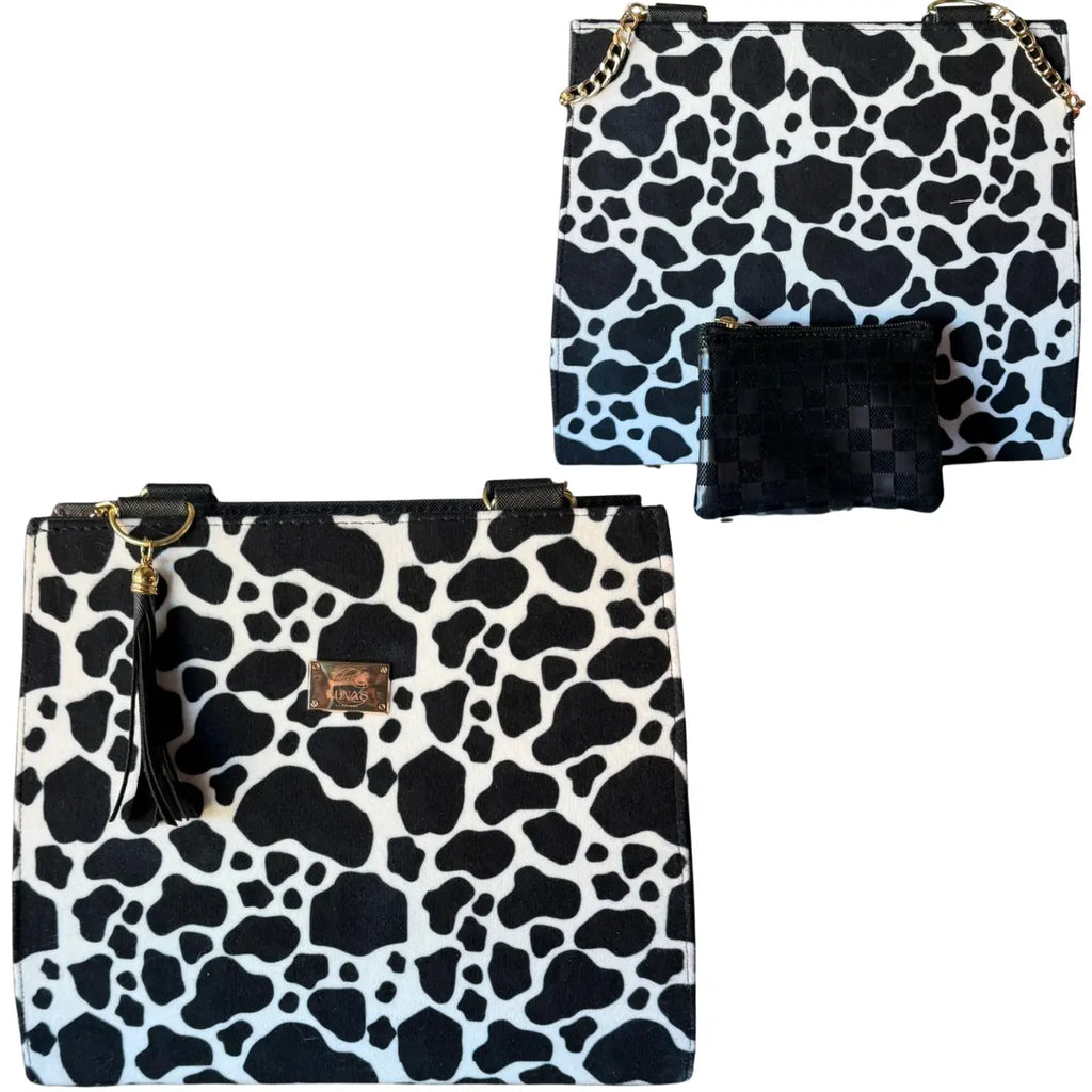 Handcrafted Watercolor-Print Handbag with Matching Coin Purse